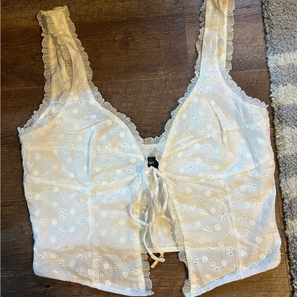 White Fox Boutique White Eyelet Tank Top